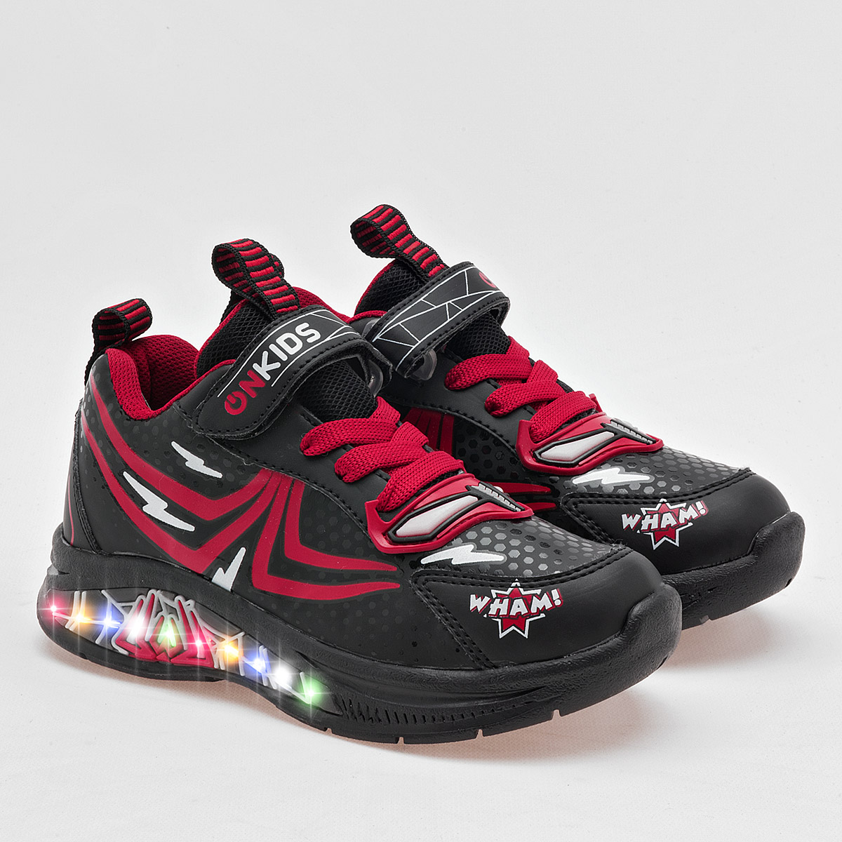 Foto 2 | On Kids Tenis Urbano Para Niño Negro Rojo, Con Luces Cod.132691