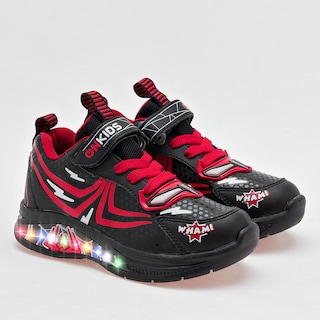 Foto 2 | On Kids Tenis Urbano Para Niño Negro Rojo, Con Luces Cod.132691