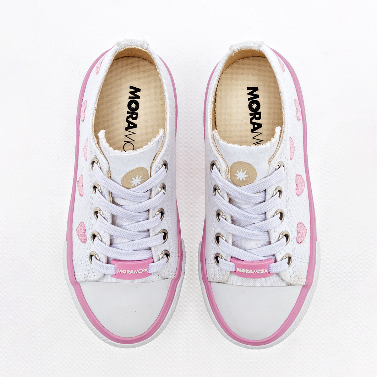 Foto 2 | Moramora Tenis Urbano Para Niña Blanco Rosa Cod.132583