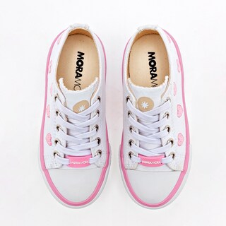 Foto 2 | Moramora Tenis Urbano Para Niña Blanco Rosa Cod.132583