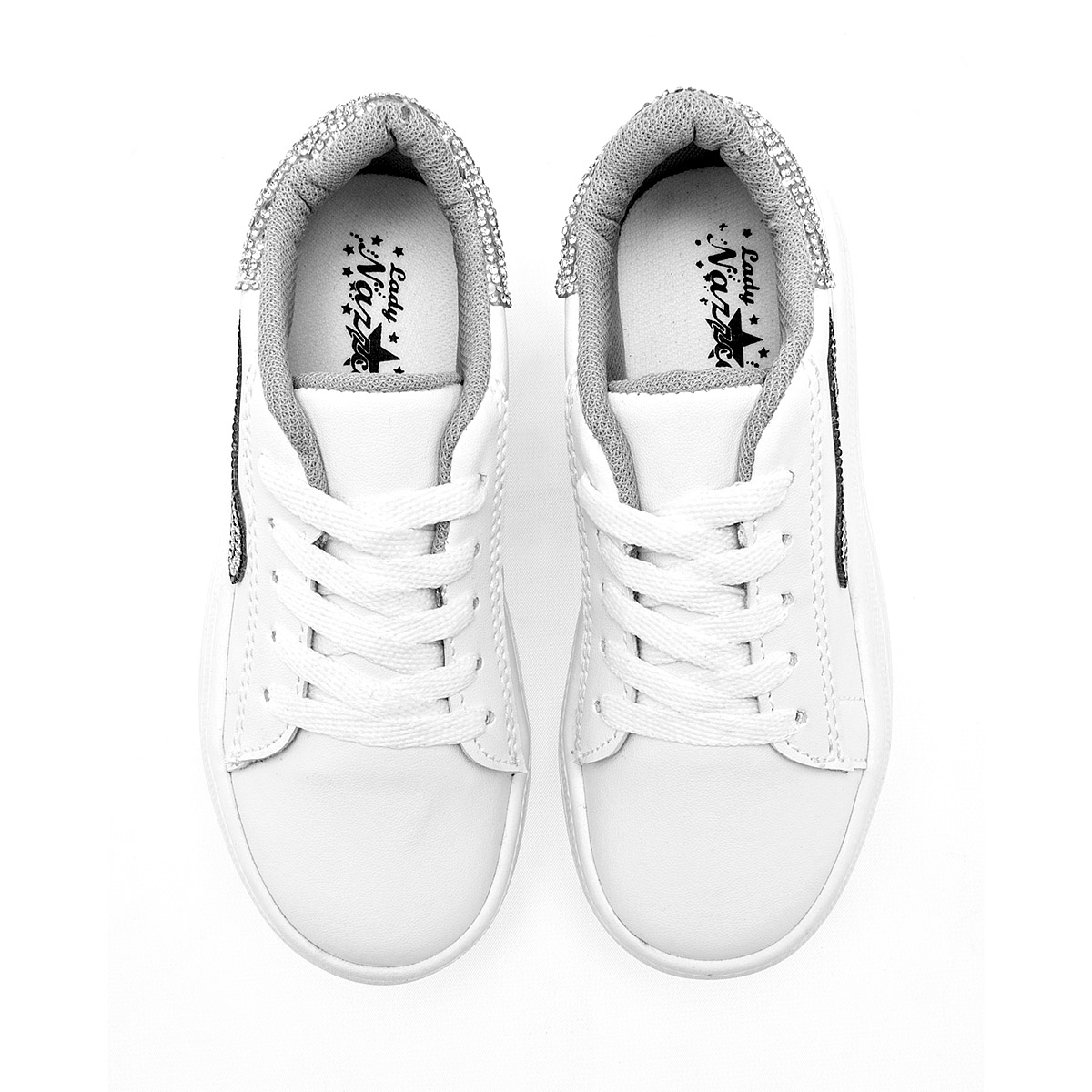 Foto 2 | Nazzcar Tenis Urbano Para Niña Blanco Plata Cod.132649