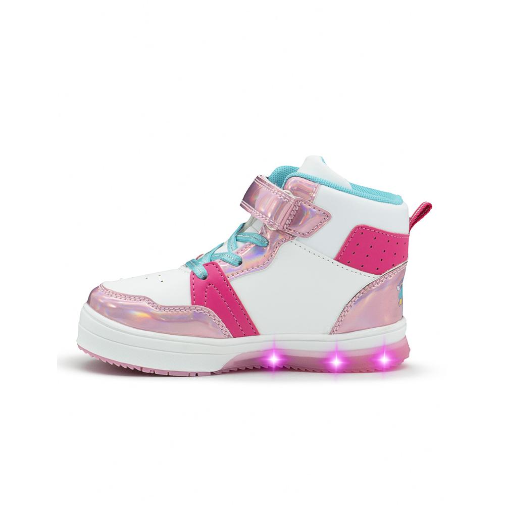 Foto 7 pulgar | Tenis Bota Para Niña Con Luces Unicornio Arcoiris Blanco Fucsia