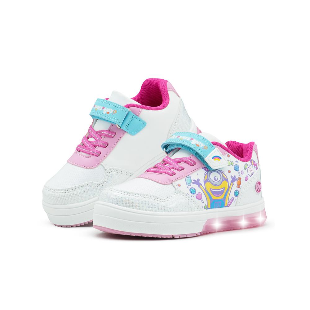 Tenis Luces Mi Villano Favorito Minions Luces Niña Arcoiris Blanco