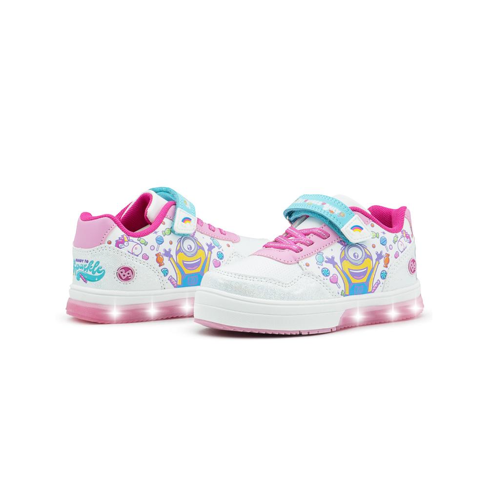 Foto 4 pulgar | Tenis Luces Mi Villano Favorito Minions Luces Niña Arcoiris Blanco
