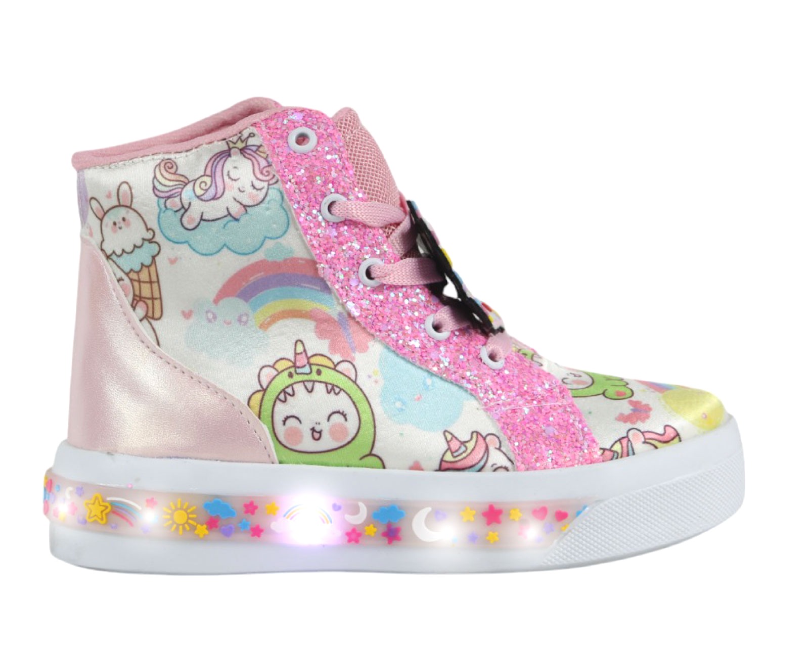 Foto 2 pulgar | Tenis Unicornio Niña Luces Led Bota Brillos Velcro Botas
