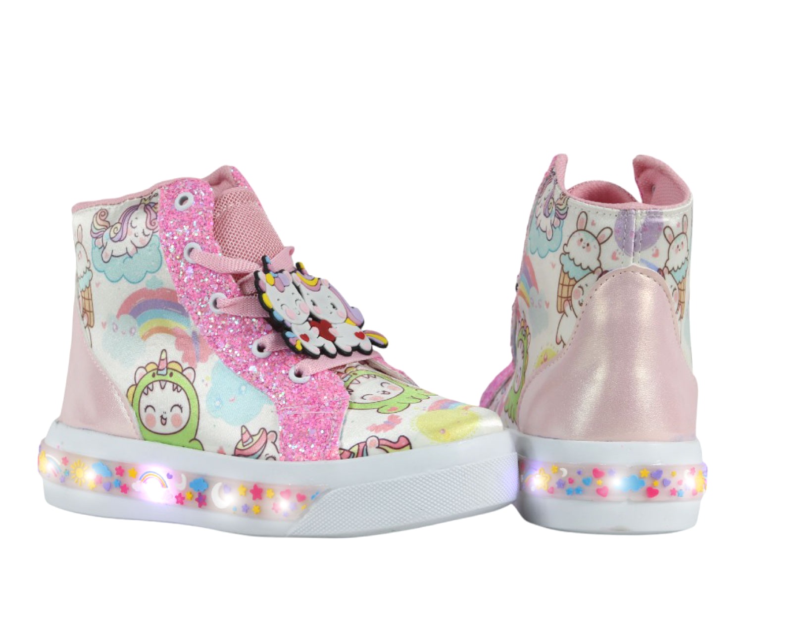 Foto 5 pulgar | Tenis Unicornio Niña Luces Led Bota Brillos Velcro Botas