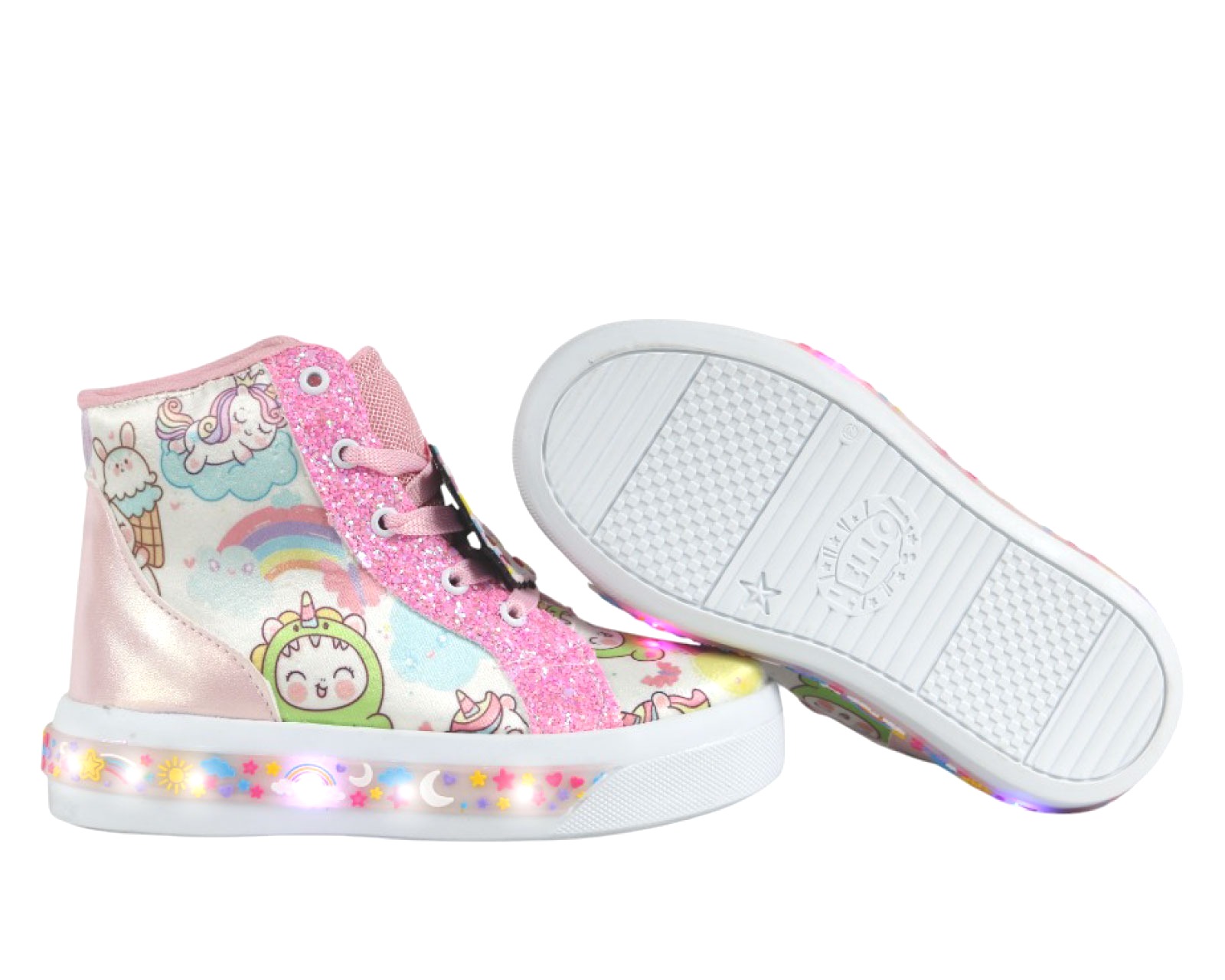 Foto 6 pulgar | Tenis Unicornio Niña Luces Led Bota Brillos Velcro Botas