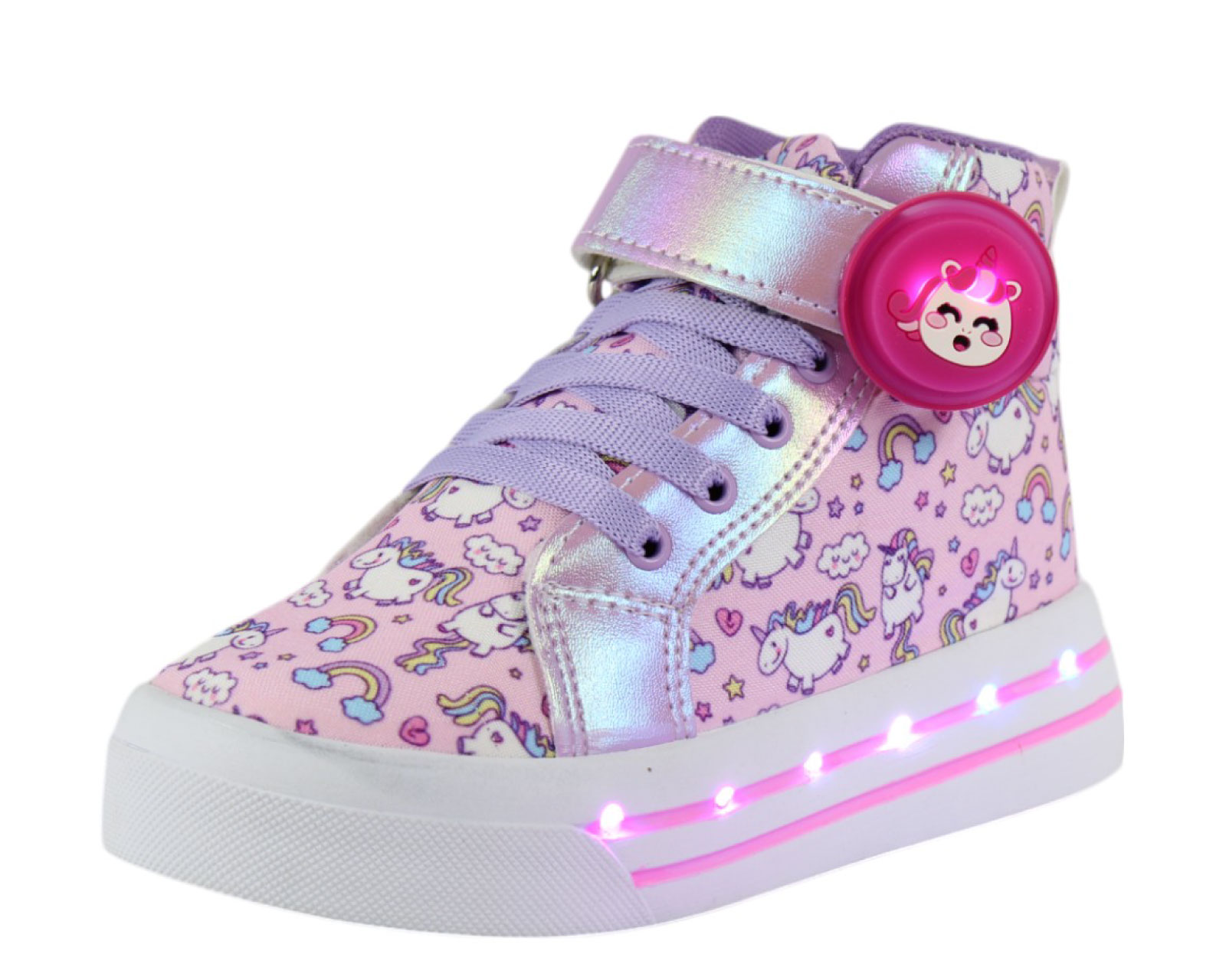 Foto 3 pulgar | Tenis Unicornio Niña Luces Led Bota Brillos Velcro Botas