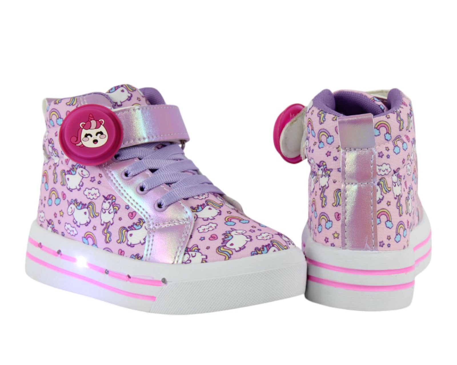 Foto 5 pulgar | Tenis Unicornio Niña Luces Led Bota Brillos Velcro Botas