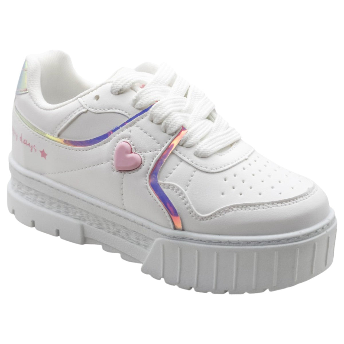 Foto 2 | Tenis Exterior Piel Vegana Color Blanco Para Niña De Rbcollection
