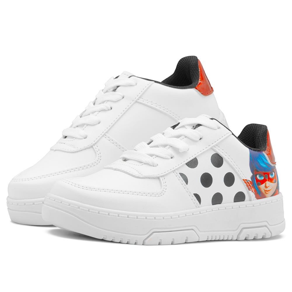 Foto 2 pulgar | Tenis Para Niña Casual De Ladybug Miraculous Moda Marinette Blanco