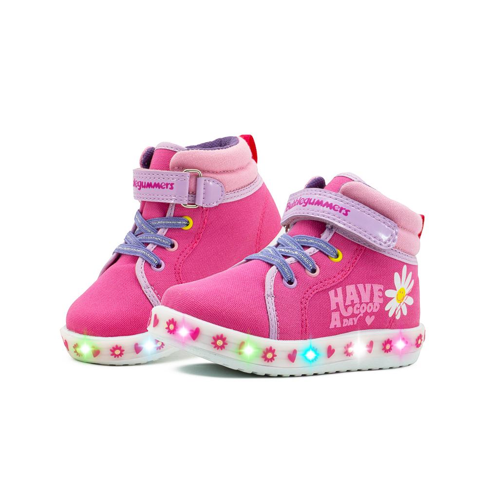 Tenis Niña Bubble Gummers Tamesis Luces Velcro Casual 12-17 Fucsia