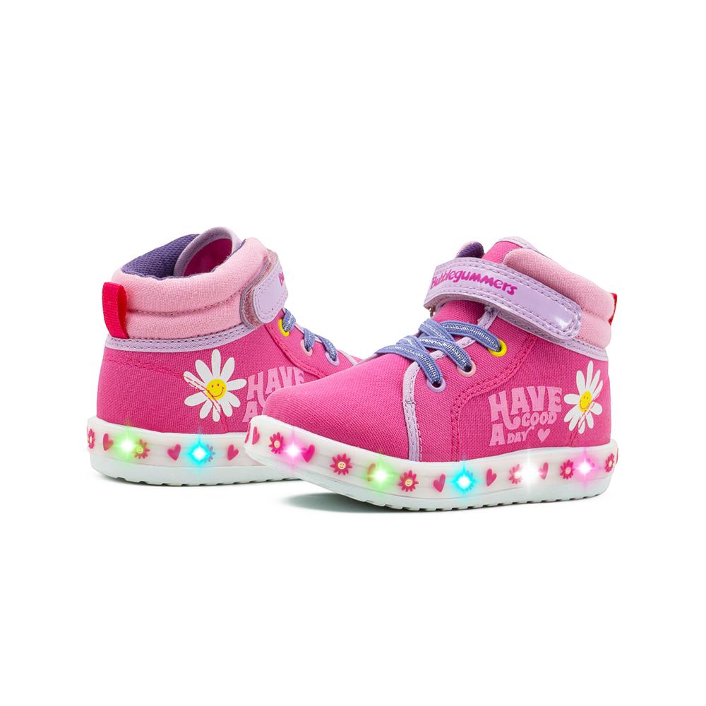 Foto 4 pulgar | Tenis Niña Bubble Gummers Tamesis Luces Velcro Casual 12-17 Fucsia
