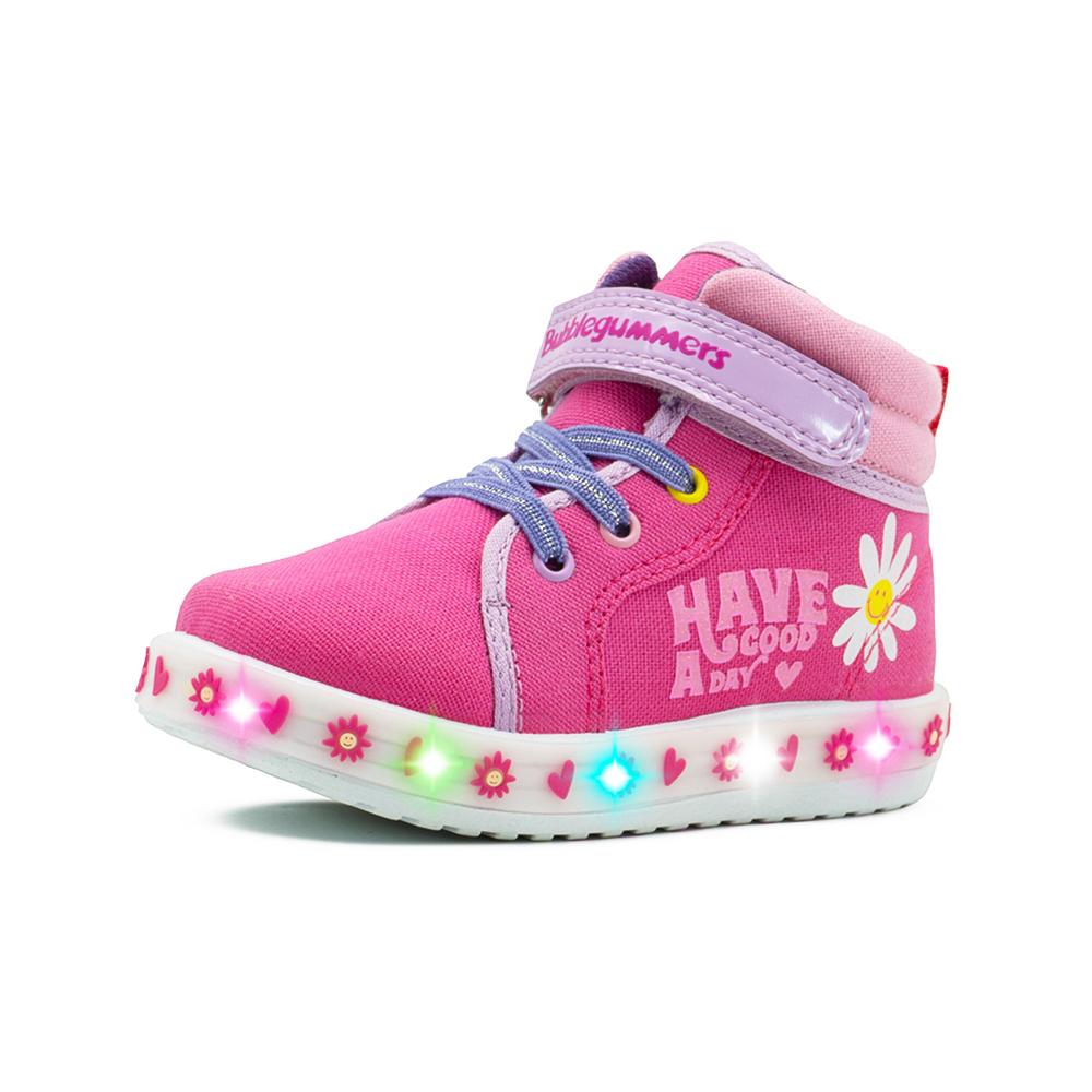 Foto 5 pulgar | Tenis Niña Bubble Gummers Tamesis Luces Velcro Casual 12-17 Fucsia