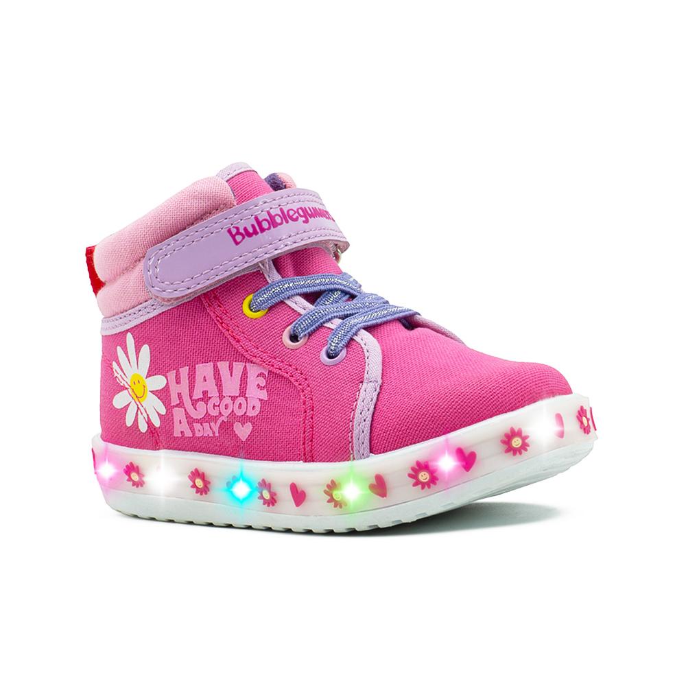 Foto 6 pulgar | Tenis Niña Bubble Gummers Tamesis Luces Velcro Casual 12-17 Fucsia