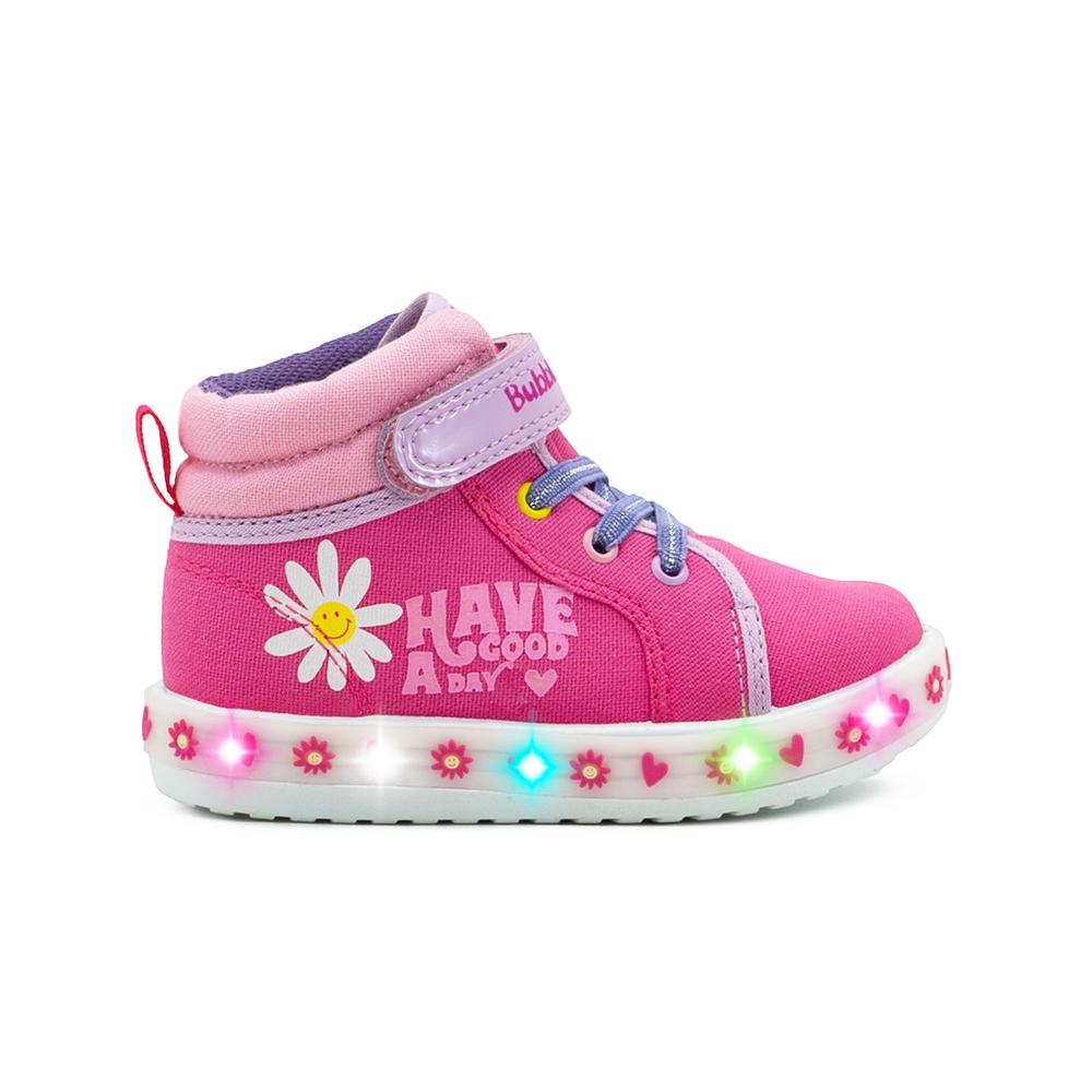 Foto 8 pulgar | Tenis Niña Bubble Gummers Tamesis Luces Velcro Casual 12-17 Fucsia