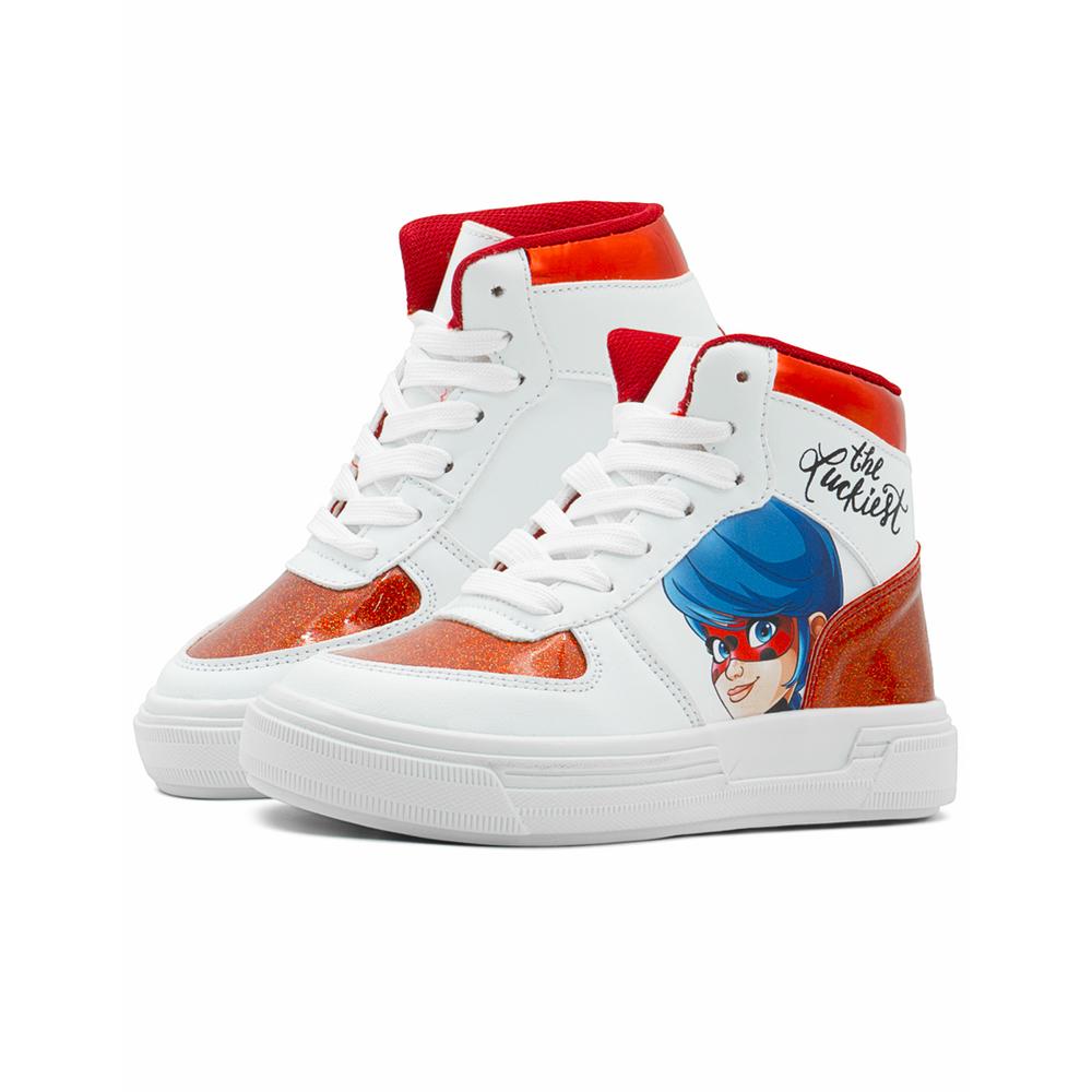 Foto 3 pulgar | Tenis Bota Yuyin Para Niña Miraculous Ladybug Antiderrapante Blanco
