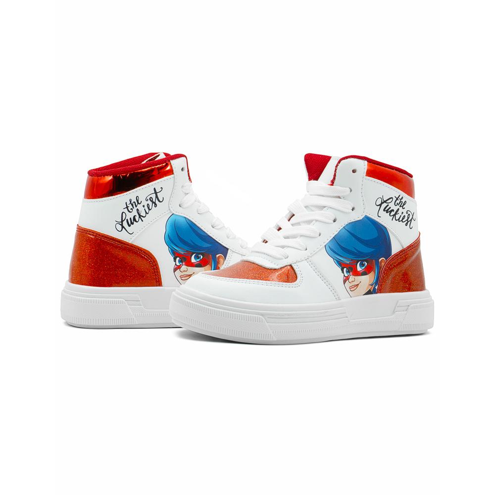 Foto 4 pulgar | Tenis Bota Yuyin Para Niña Miraculous Ladybug Antiderrapante Blanco