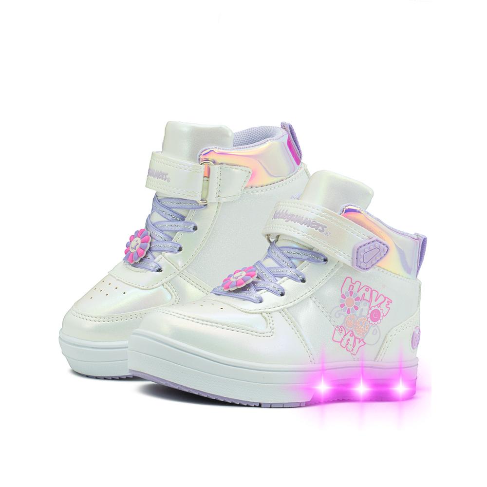 Foto 2 pulgar | Tenis Bota Bubble Gummers Para Niña Con Luces Thalia Blanco Blanco