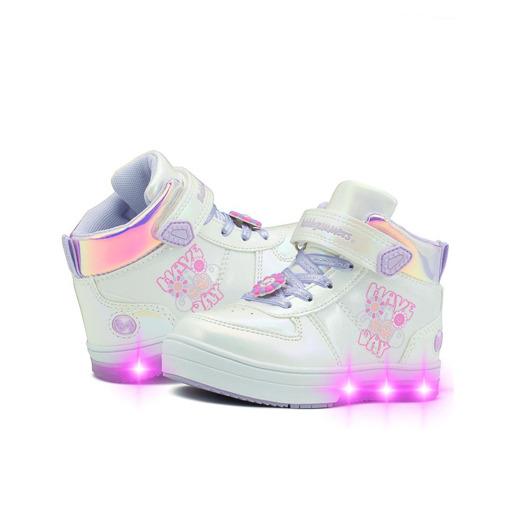 Foto 3 pulgar | Tenis Bota Bubble Gummers Para Niña Con Luces Thalia Blanco Blanco