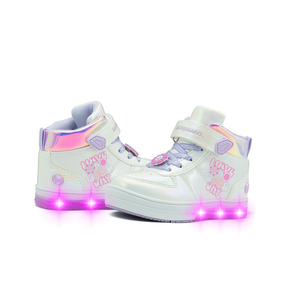Foto 4 pulgar | Tenis Bota Bubble Gummers Para Niña Con Luces Thalia Blanco Blanco