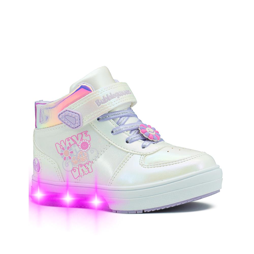 Foto 6 pulgar | Tenis Bota Bubble Gummers Para Niña Con Luces Thalia Blanco Blanco