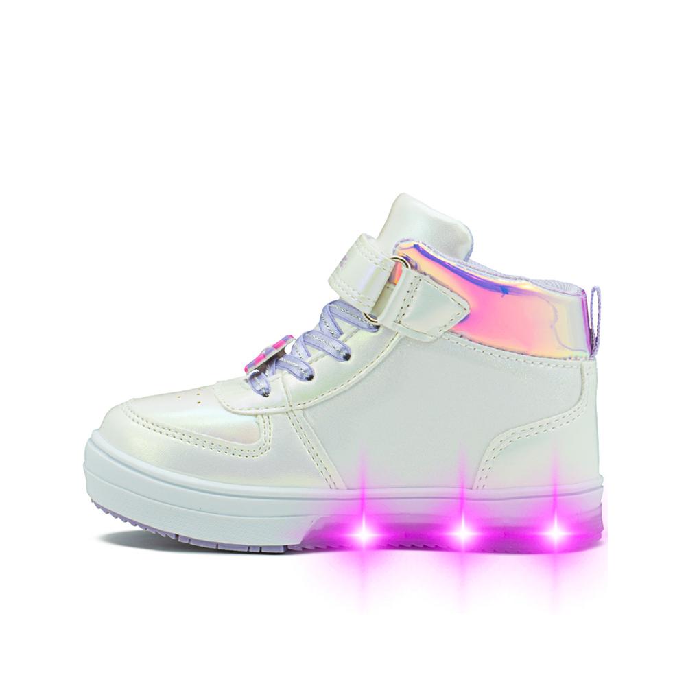 Foto 7 pulgar | Tenis Bota Bubble Gummers Para Niña Con Luces Thalia Blanco Blanco