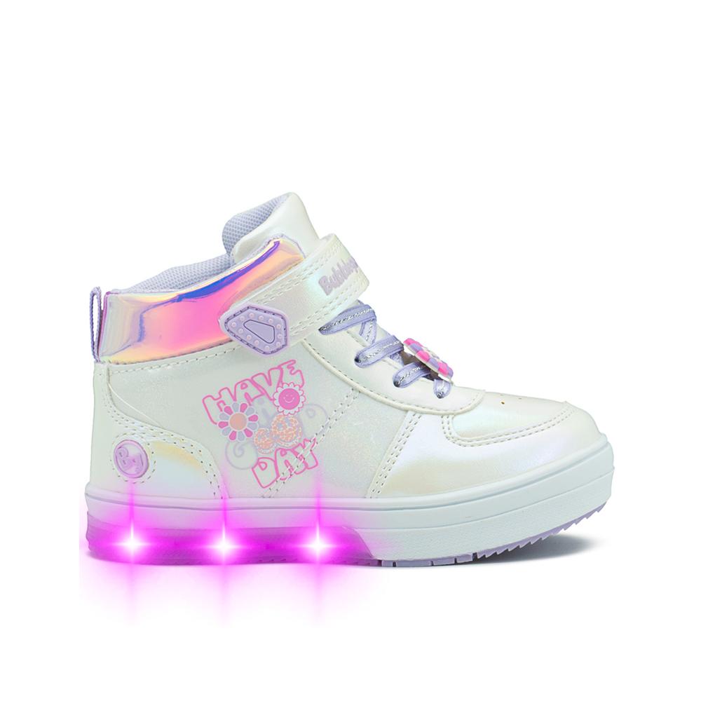 Foto 8 pulgar | Tenis Bota Bubble Gummers Para Niña Con Luces Thalia Blanco Blanco