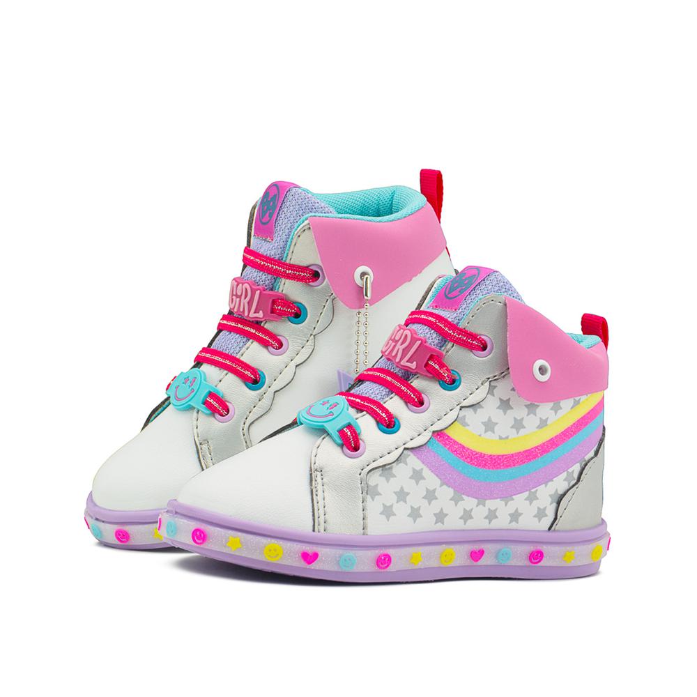 Foto 2 pulgar | Tenis Botita Niña Bubble Gummers  Bota Arcoiris Blanco Lila Blanco