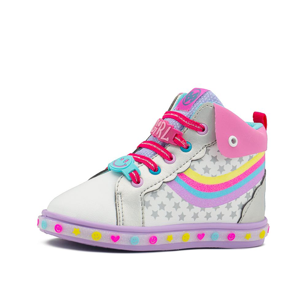 Foto 5 pulgar | Tenis Botita Niña Bubble Gummers  Bota Arcoiris Blanco Lila Blanco