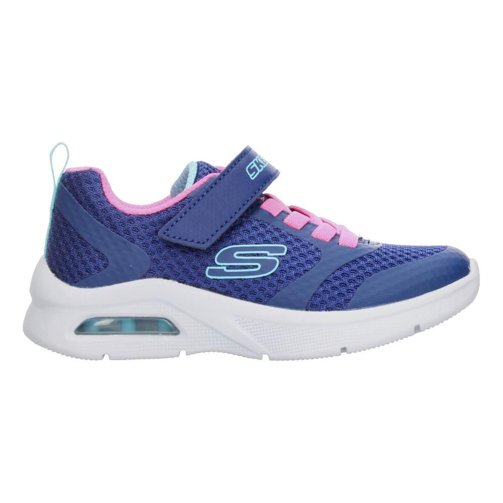 Tenis Niña Skechers Color Azul Marino Velcro Ajustable Rosa