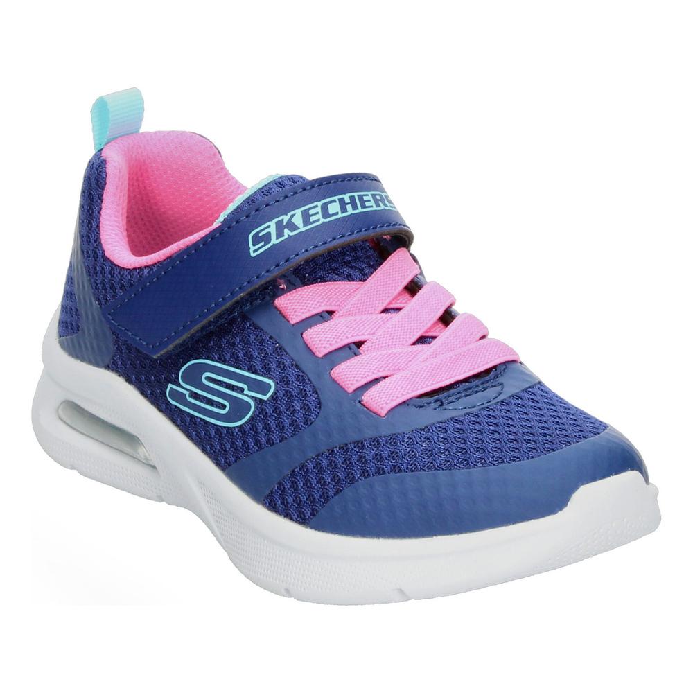 Foto 5 pulgar | Tenis Niña Skechers Color Azul Marino Velcro Ajustable Rosa