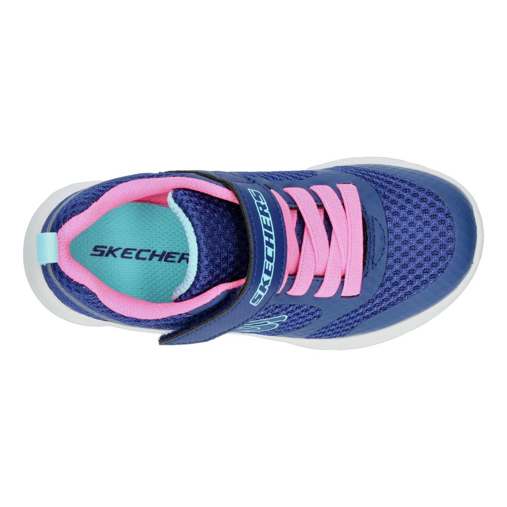 Foto 9 pulgar | Tenis Niña Skechers Color Azul Marino Velcro Ajustable Rosa