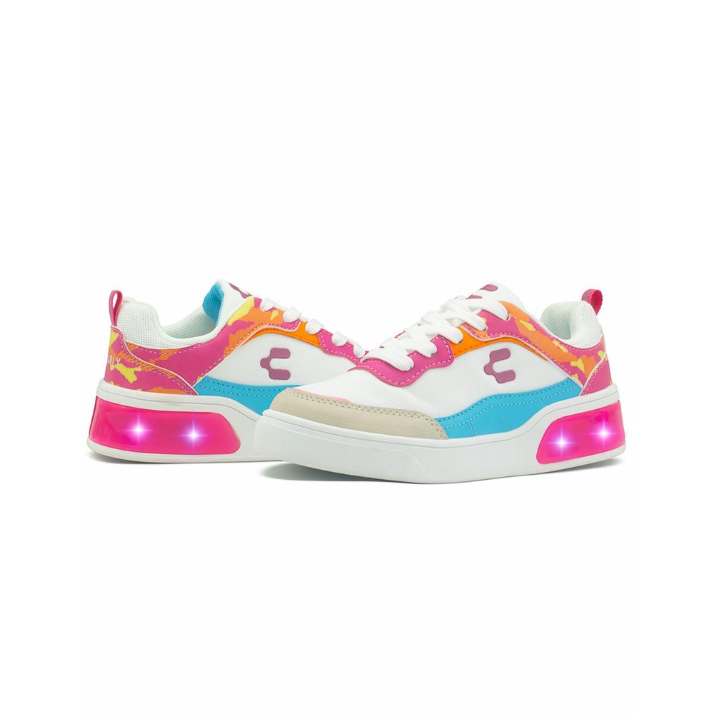 Foto 4 pulgar | Tenis Charly Con Luces Para Niña Suela Antiderrapante Confort Multicolor Rosa