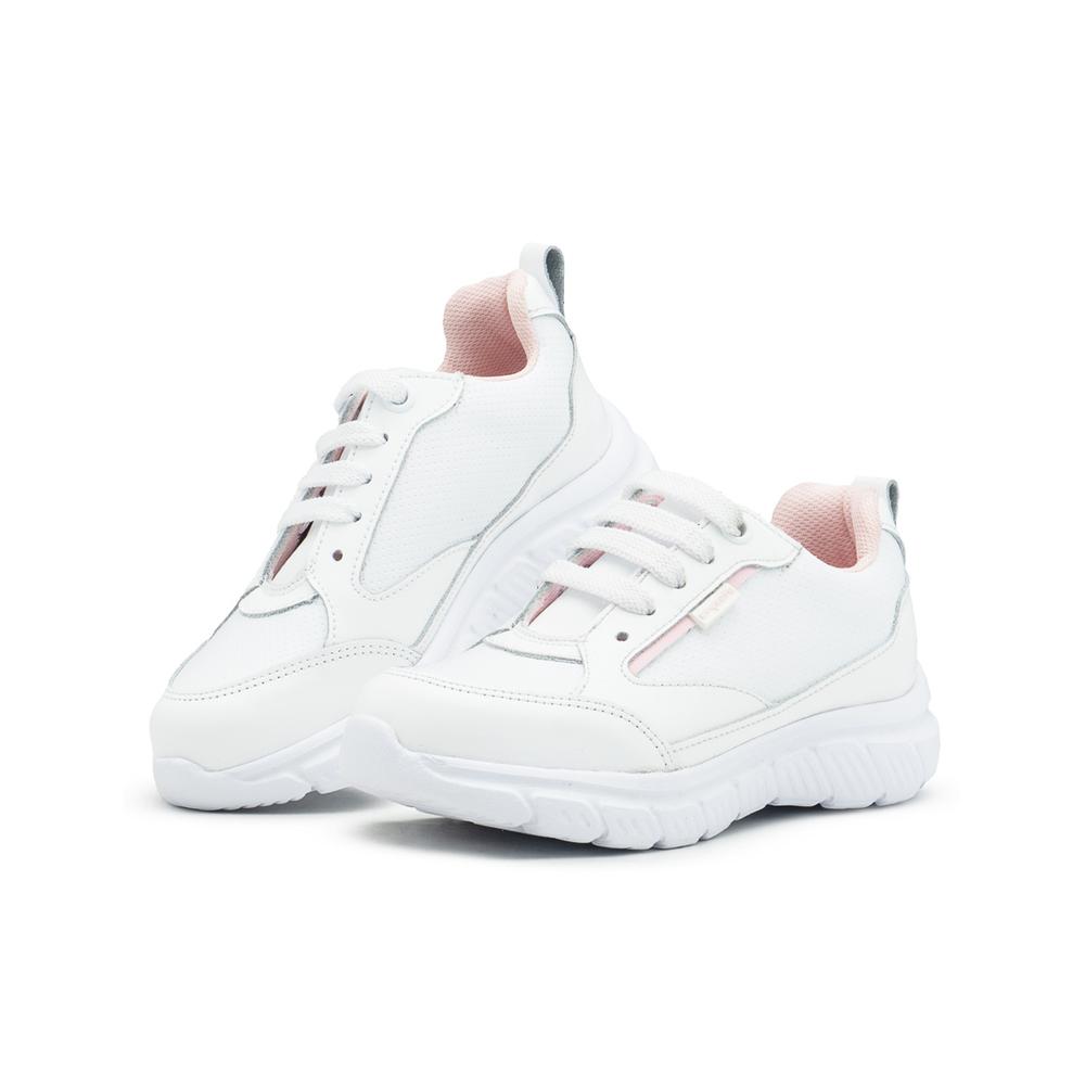 Tenis Escolar Para Niña Deportivo Coqueta Con Antiderrapante Blanco