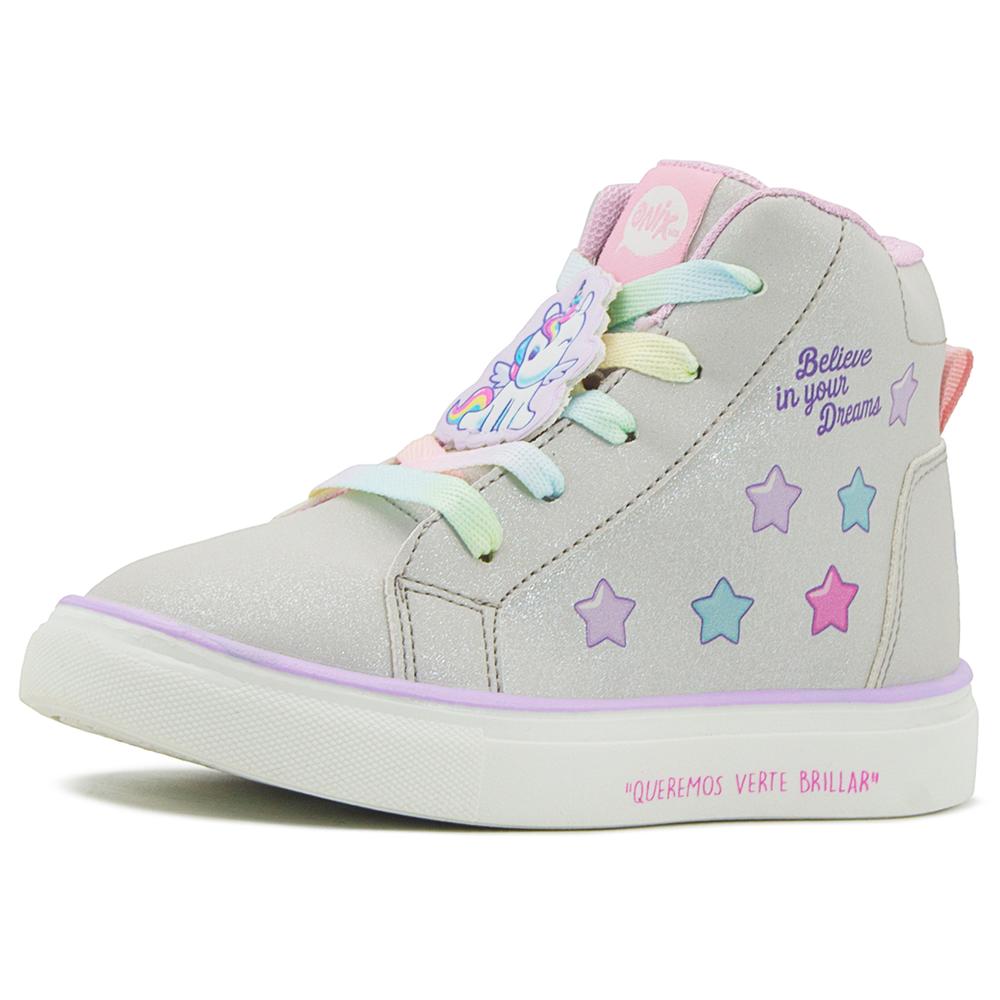 Foto 4 pulgar | Tenis Para Niña Bota Unicornio Estrellas Onix Moda Plateado Plateado