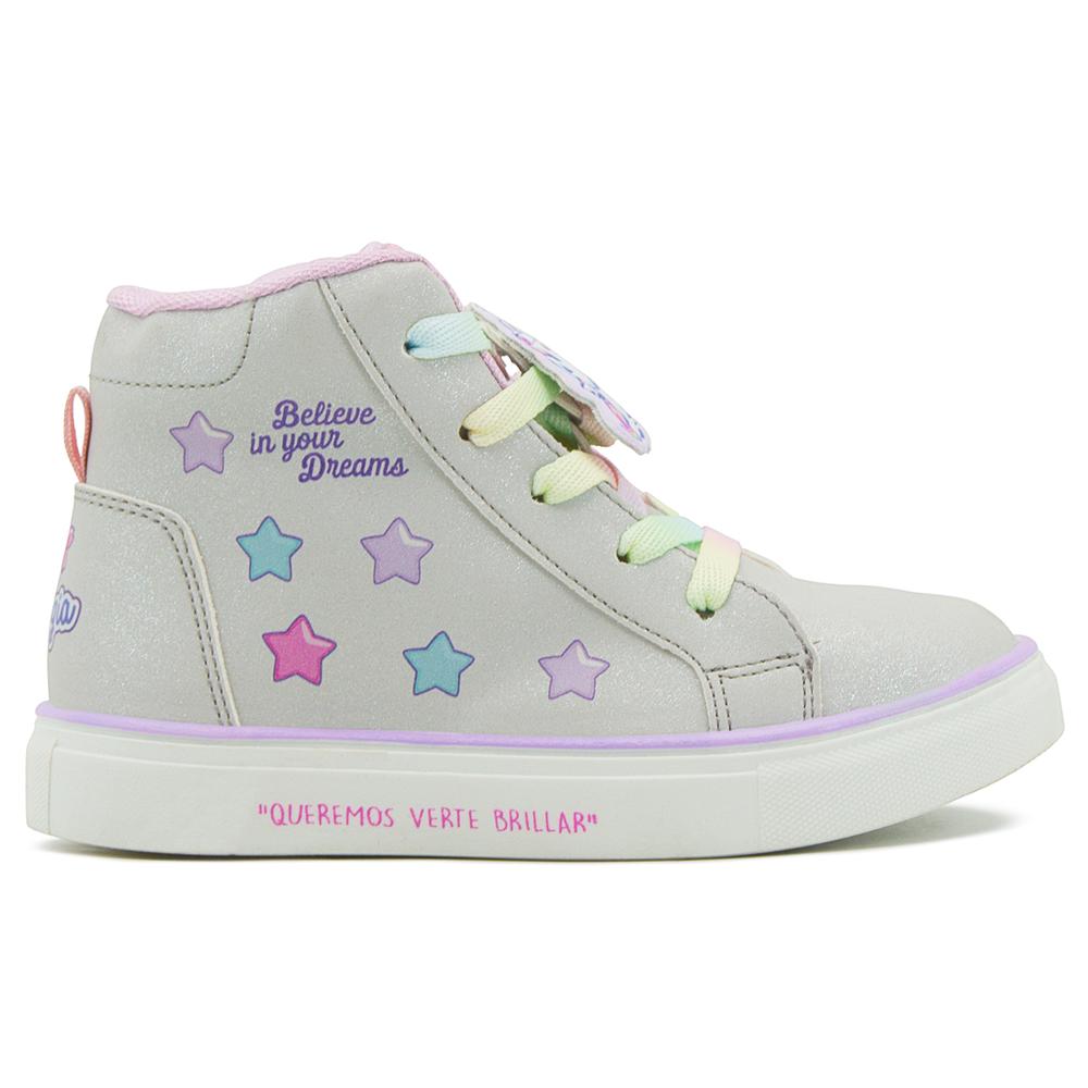 Foto 7 pulgar | Tenis Para Niña Bota Unicornio Estrellas Onix Moda Plateado Plateado