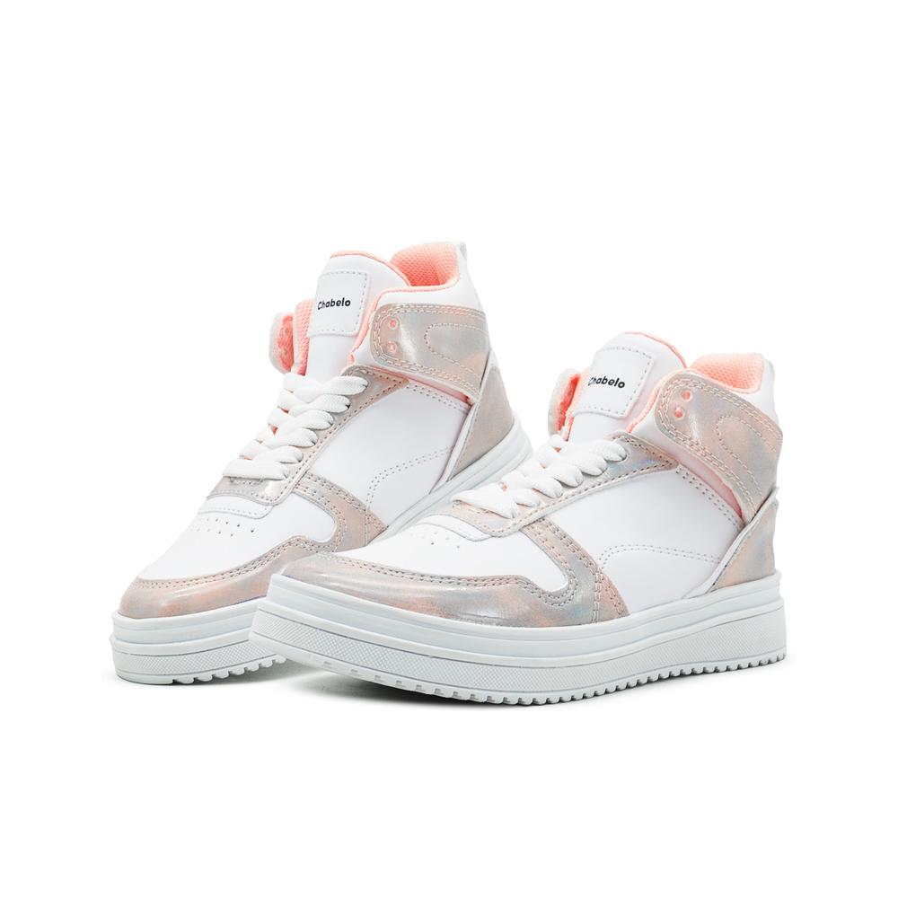 Foto 2 pulgar | Tenis Para Niña Chabelo Escolar Bota Blanco Antideslizantes Rosa Claro