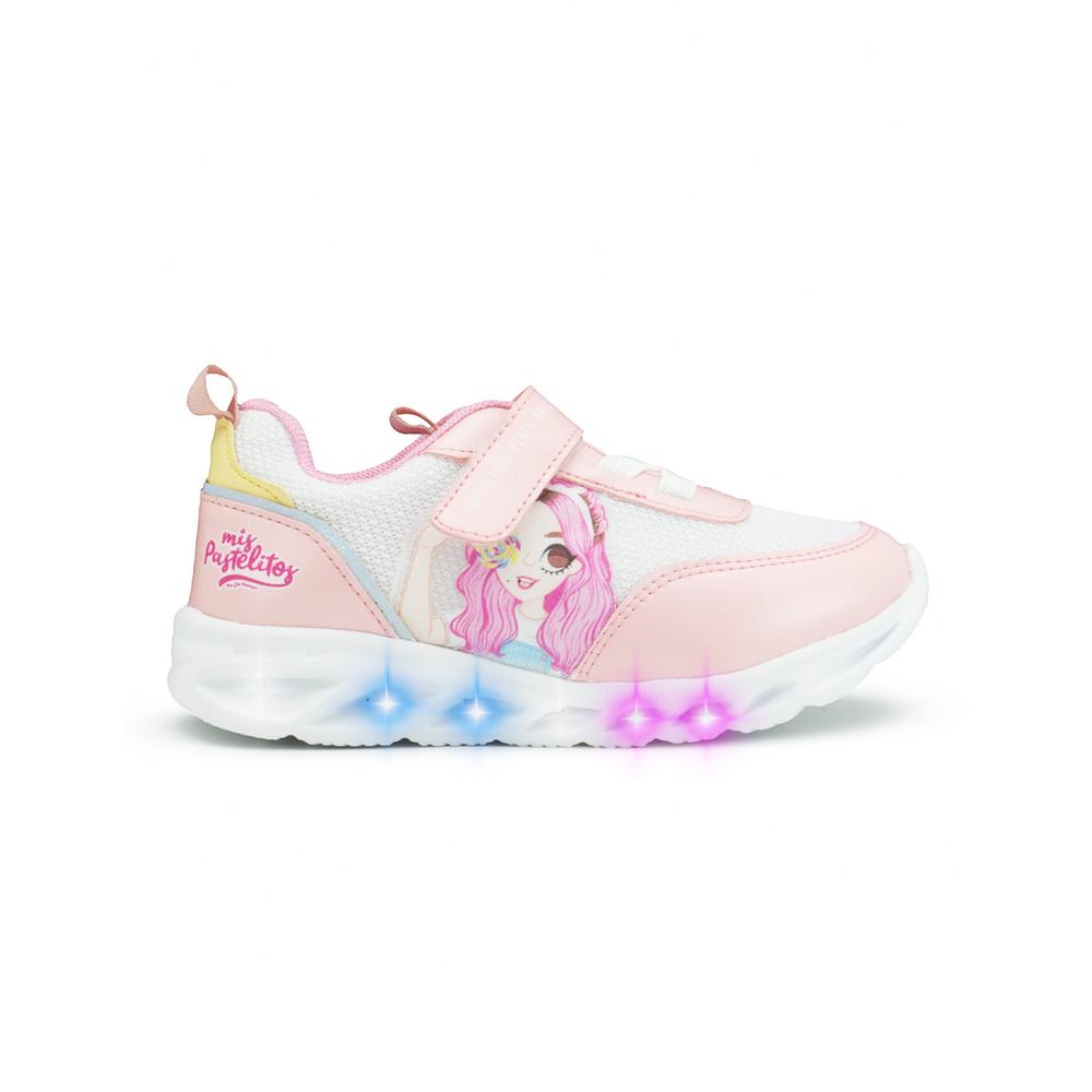 Tenis Para Niña Con Luces Led Tropicana Mis Pastelitos Blanco