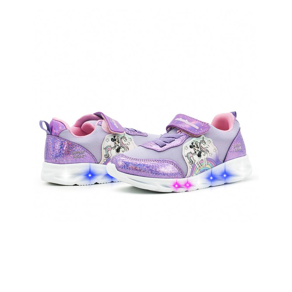 Foto 3 pulgar | Tenis Para Niña Luces Disney  Minnie Mouse Unicornio 15-21.5 Lavanda