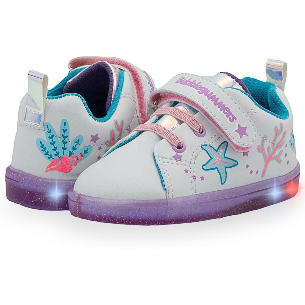 Foto 1 | Tenis Luces Niña Bubble Gummers Estrellas Color Blanco 14-19 Fucsia