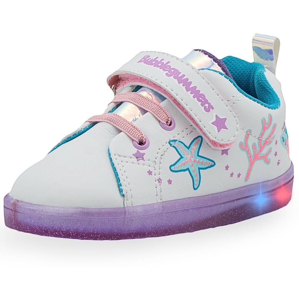 Foto 2 | Tenis Luces Niña Bubble Gummers Estrellas Color Blanco 14-19 Fucsia