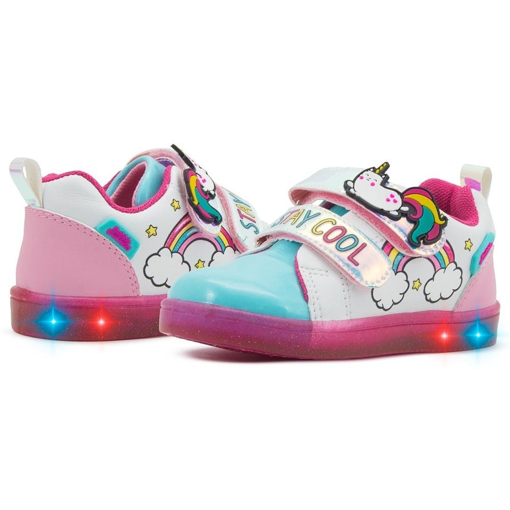 Foto 3 pulgar | Tenis Luces Led Niña Bubble Gummers Onix Velcro 14-19 Blanco