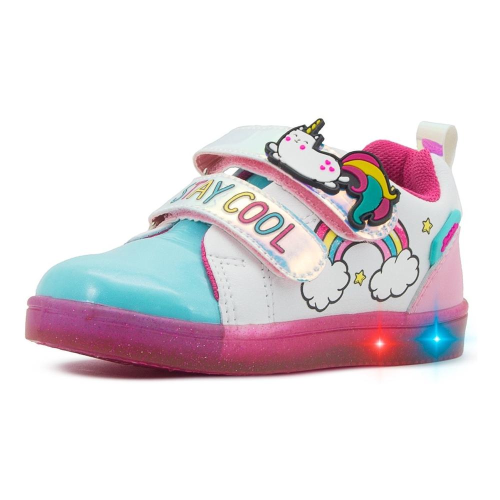 Foto 4 pulgar | Tenis Luces Led Niña Bubble Gummers Onix Velcro 14-19 Blanco