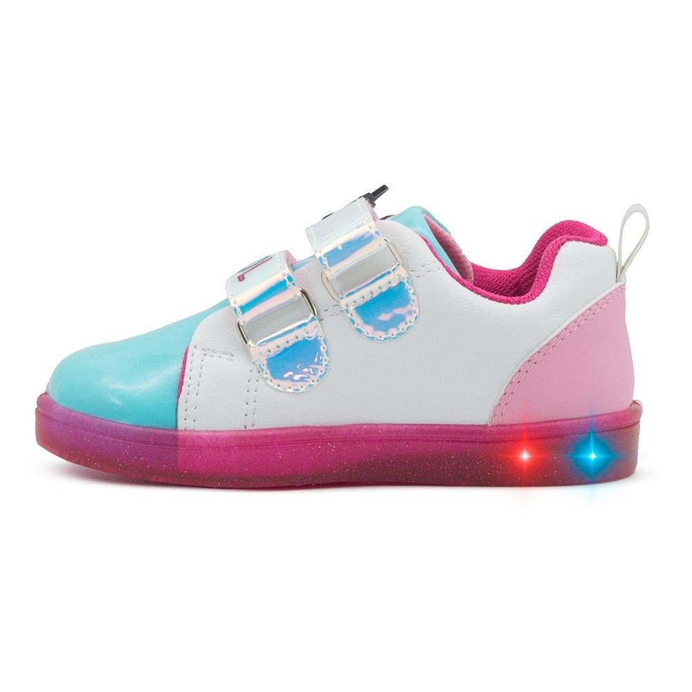 Foto 5 pulgar | Tenis Luces Led Niña Bubble Gummers Onix Velcro 14-19 Blanco