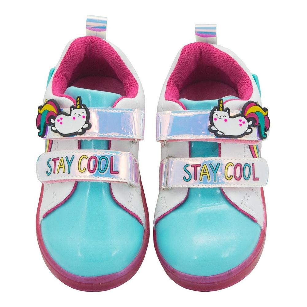 Foto 6 pulgar | Tenis Luces Led Niña Bubble Gummers Onix Velcro 14-19 Blanco
