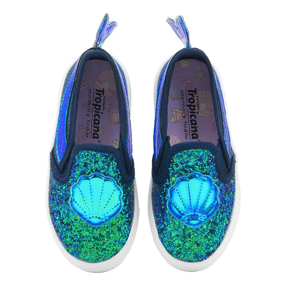 Foto 5 | Tenis Niña Sirena Brillos Moda Tropicana 93262 Rosa 12-24 Azul Petroleo