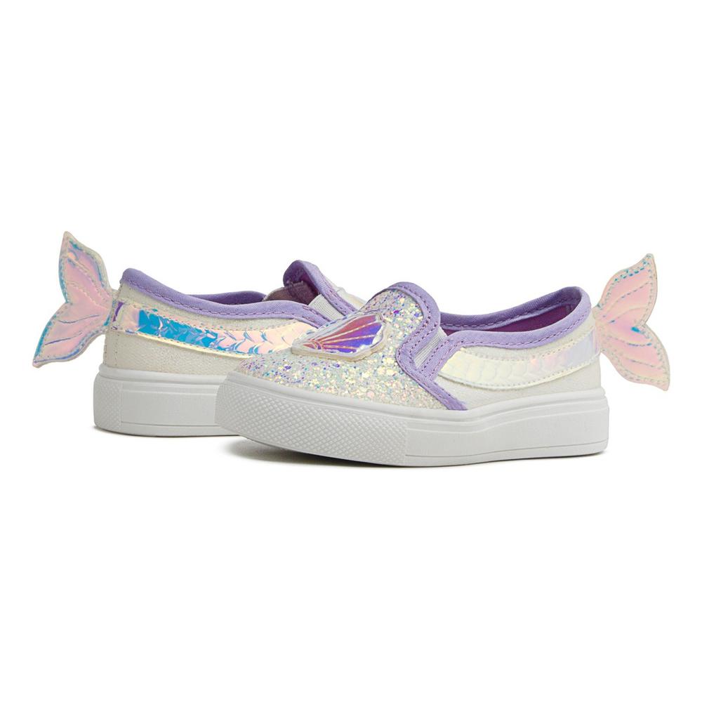 Foto 1 | Tenis Niña Sirena Brillos Moda Tropicana 93262 Rosa 12-24 Blanco