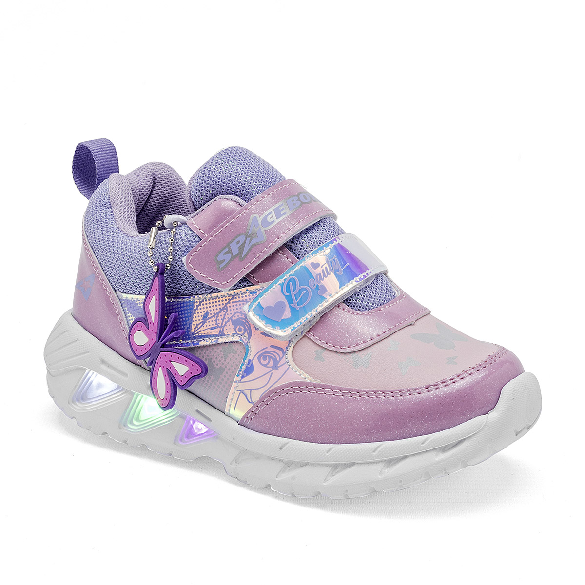 Space Boys Tenis Urbano Para Niña Rosa Lila  Con Luces