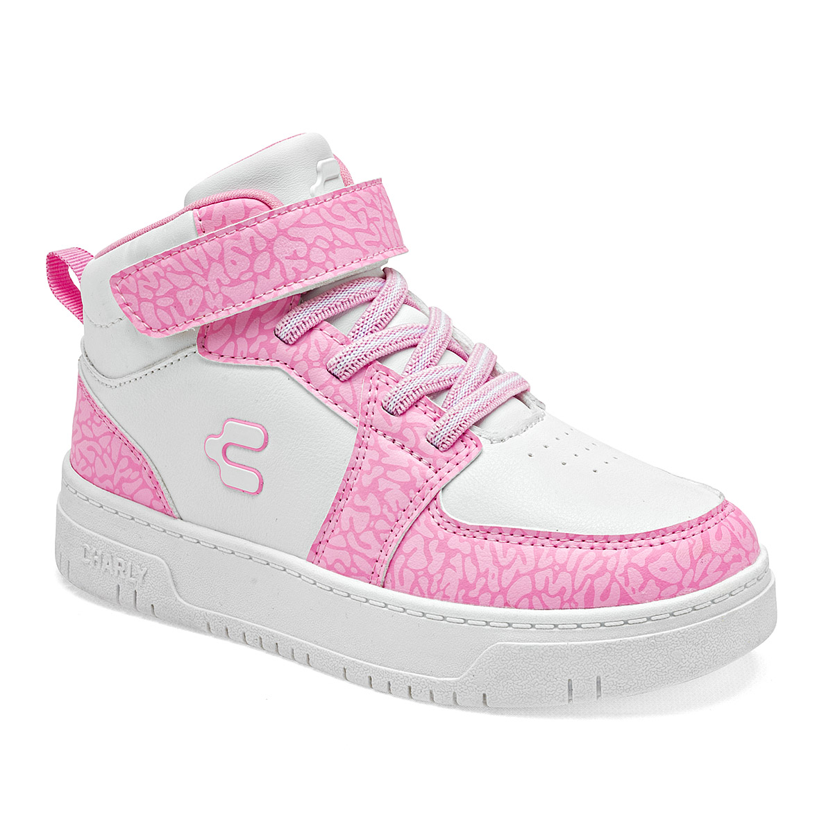 Charly Tenis Urbano Para Niña Blanco Rosa  Importado  Hasta Agotar Existencia  Agujeta Elastica